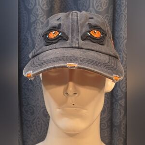 Blue Washed Cotton Embroidered EAGLE EYES Peaked Curved Bill Baseball Cap Hat OS